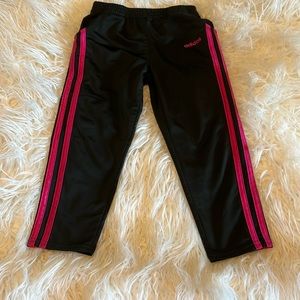 Girls Adidas black and pink straight leg jogger style pants